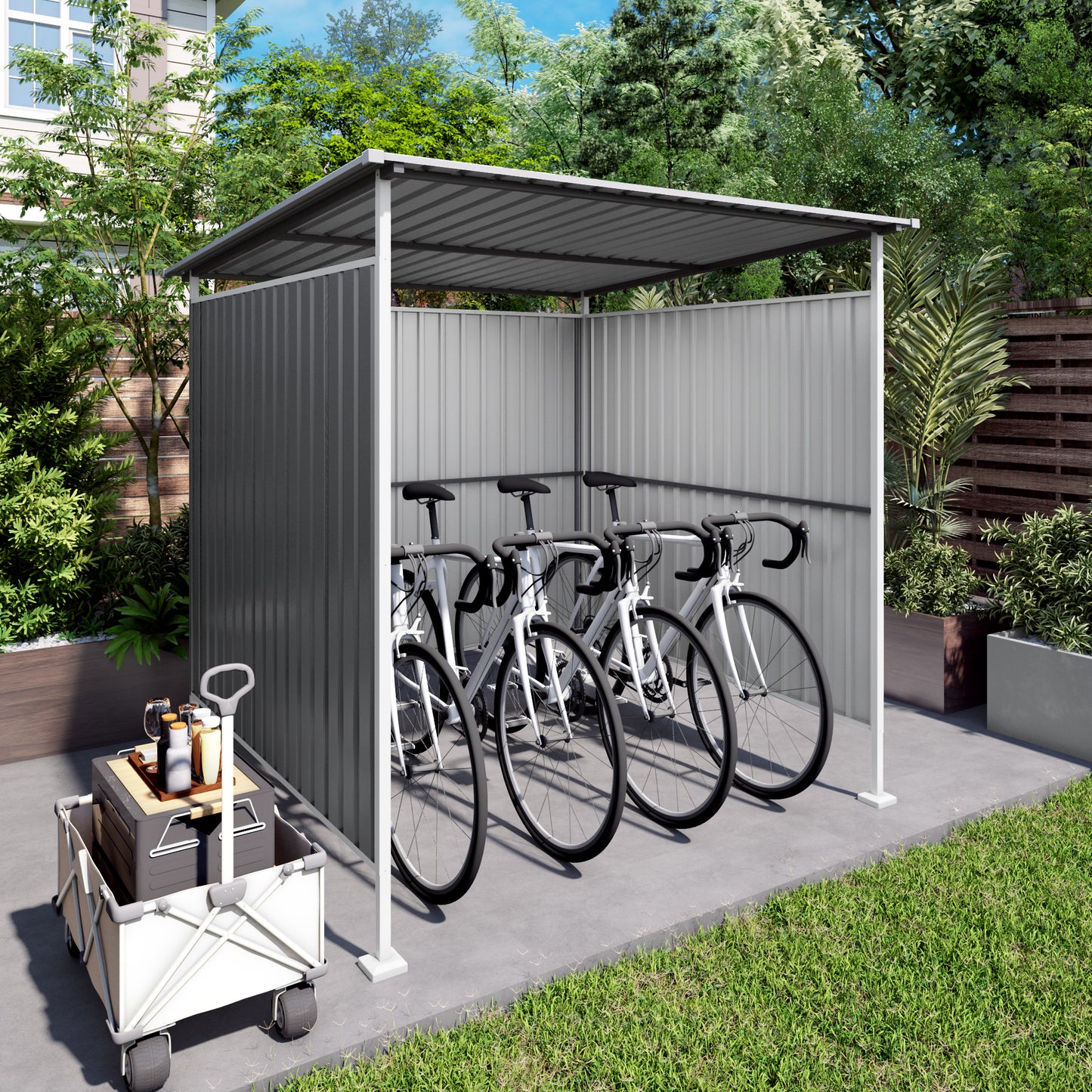 6x6FT Outdoor Pergola For Patio,Bike Storage Shed,Lean To Hardtop