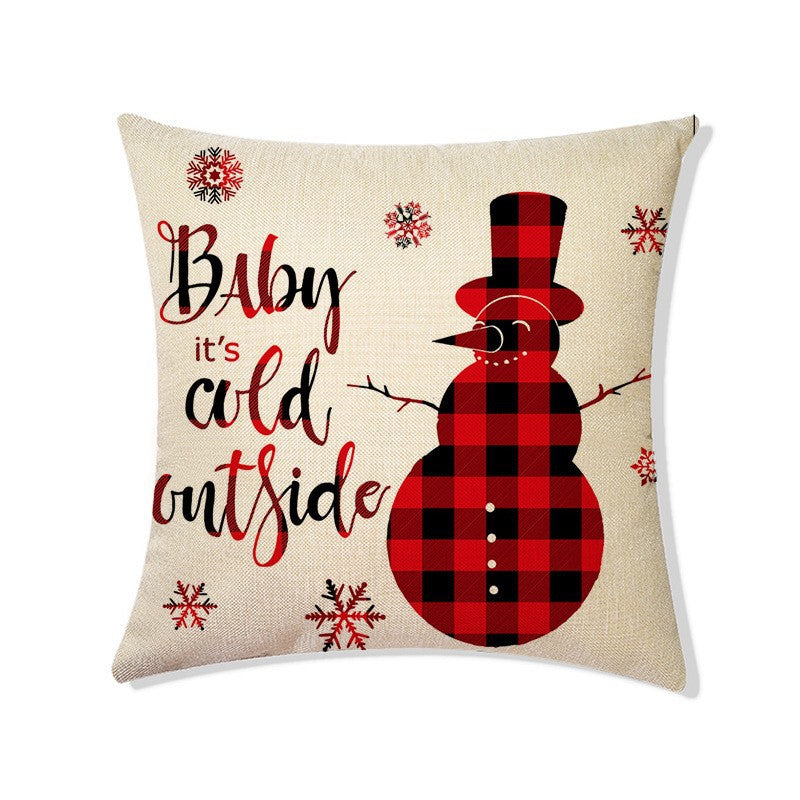 Christmas Linen Pillow Cover - Holiday Home Decor, 45x45cm, Nordic Style
