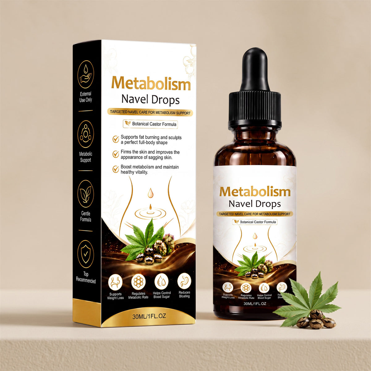 Body Oil Drops with Castor Oil & Sea Buckthorn - 30ml