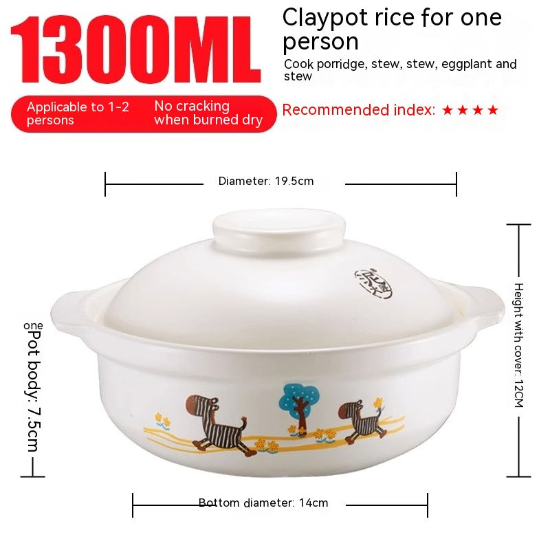 High-Temperature Ceramic Casserole Stew Pot with Cover - Kitchen & Home Storage