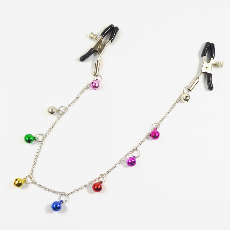 Adult Flirting Breast Clip with Colorful Copper Bell - Seductive Lingerie Accessory