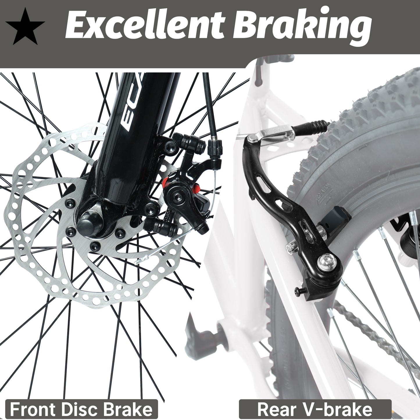 Youth Mountain Bike 24 Inch - 7 Speed, Front Suspension, Disc Brakes