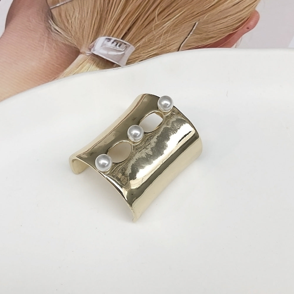 Pearl U-Shaped Hair Barrette - Alloy Hair Hook Clip