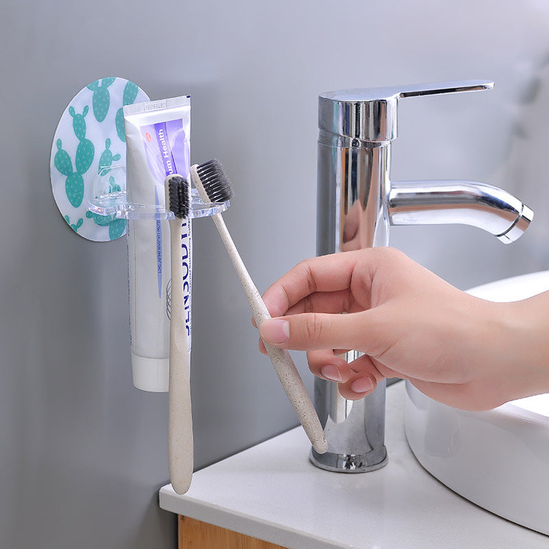 Wall-Mounted Multi-Slot Toothbrush Rack with Discs - Bathroom Storage Organizer