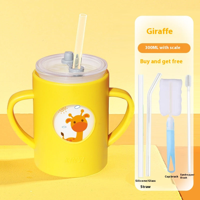 Kids Milk Cup with Scale and Double Handles - Baby Drinking Cup
