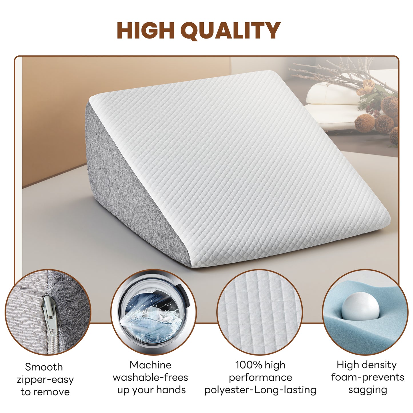 Memory Foam Wedge Pillow - Versatile Support for Comfort