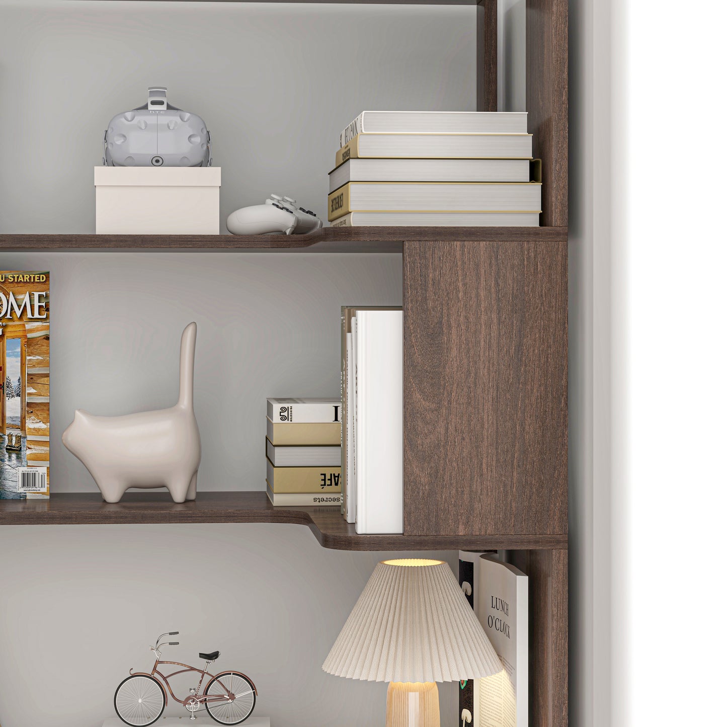 90cm 35.43in Extended Size Freestanding Corner Bookshelf For Living