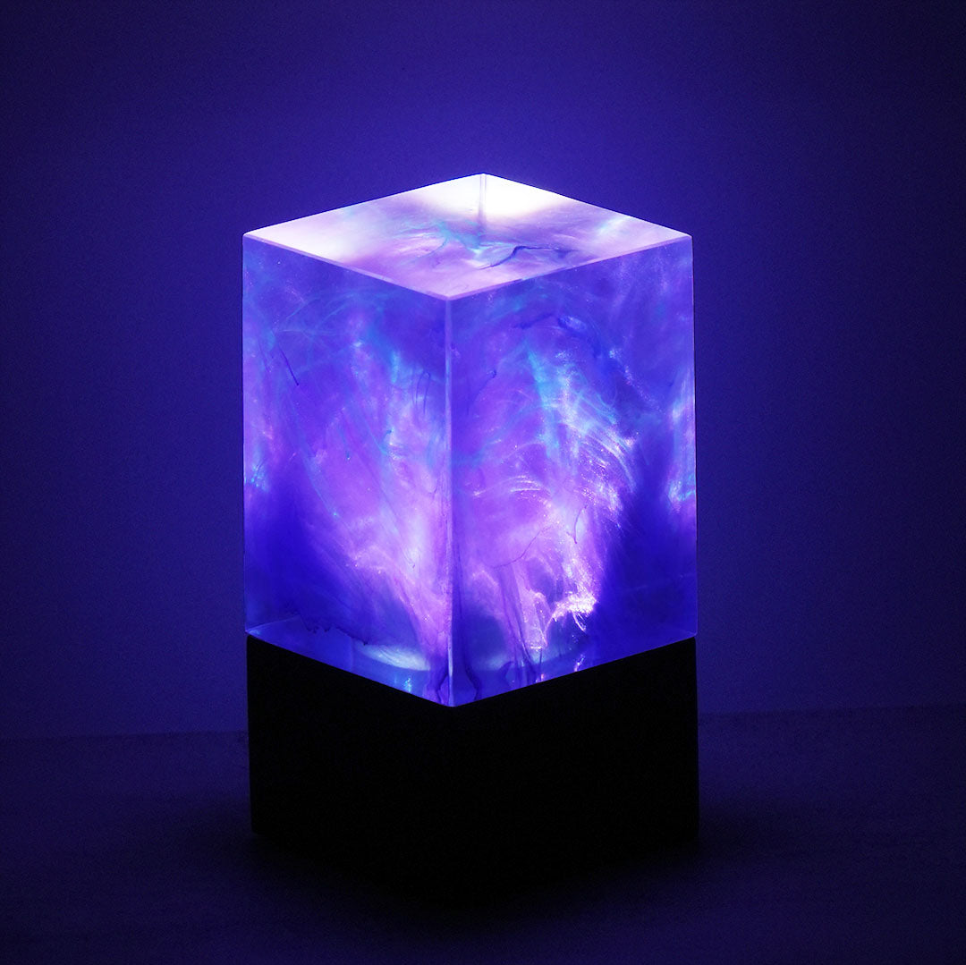 Purple Handcrafted Galaxy Cube Night Light - Cosmic Ambient Lamp