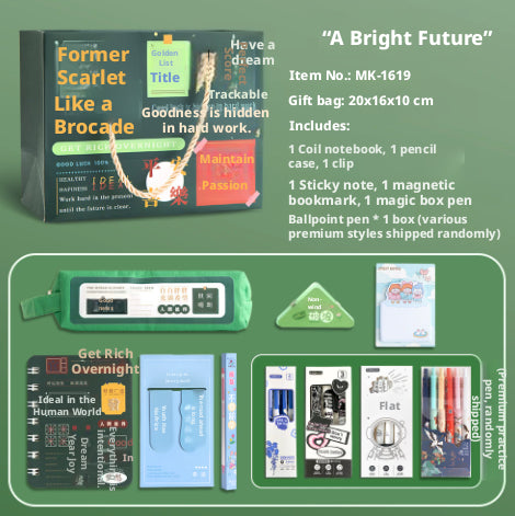 Inspirational Stationery Set Promising Future in Red - Complete Office Supplies Kit