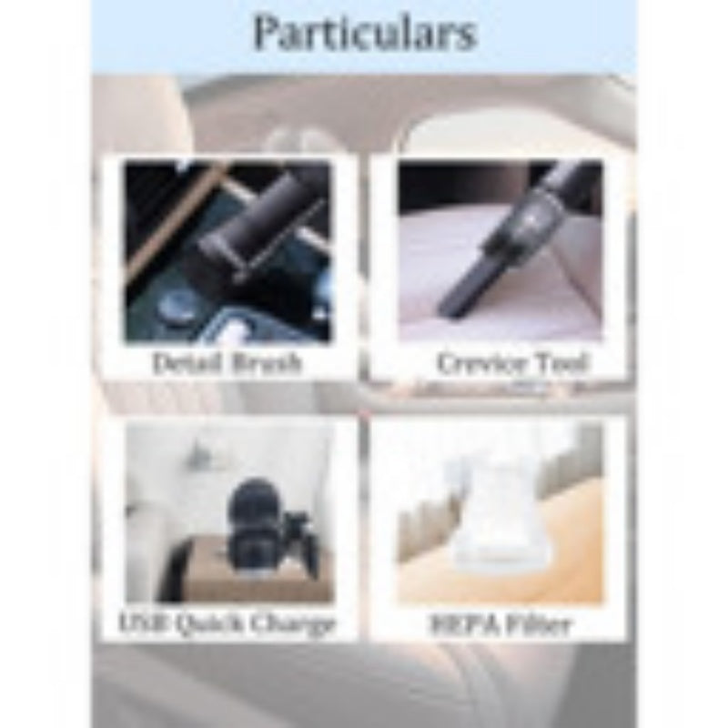 Wireless Car & Home Handheld Vacuum Cleaner with Strong Suction, Rechargeable Mini Portable