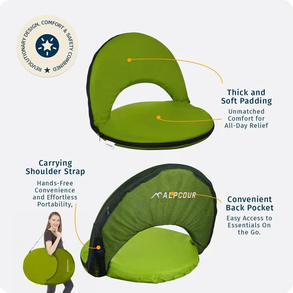Reclining Stadium Seat - Waterproof 6-Position Comfort - Lime