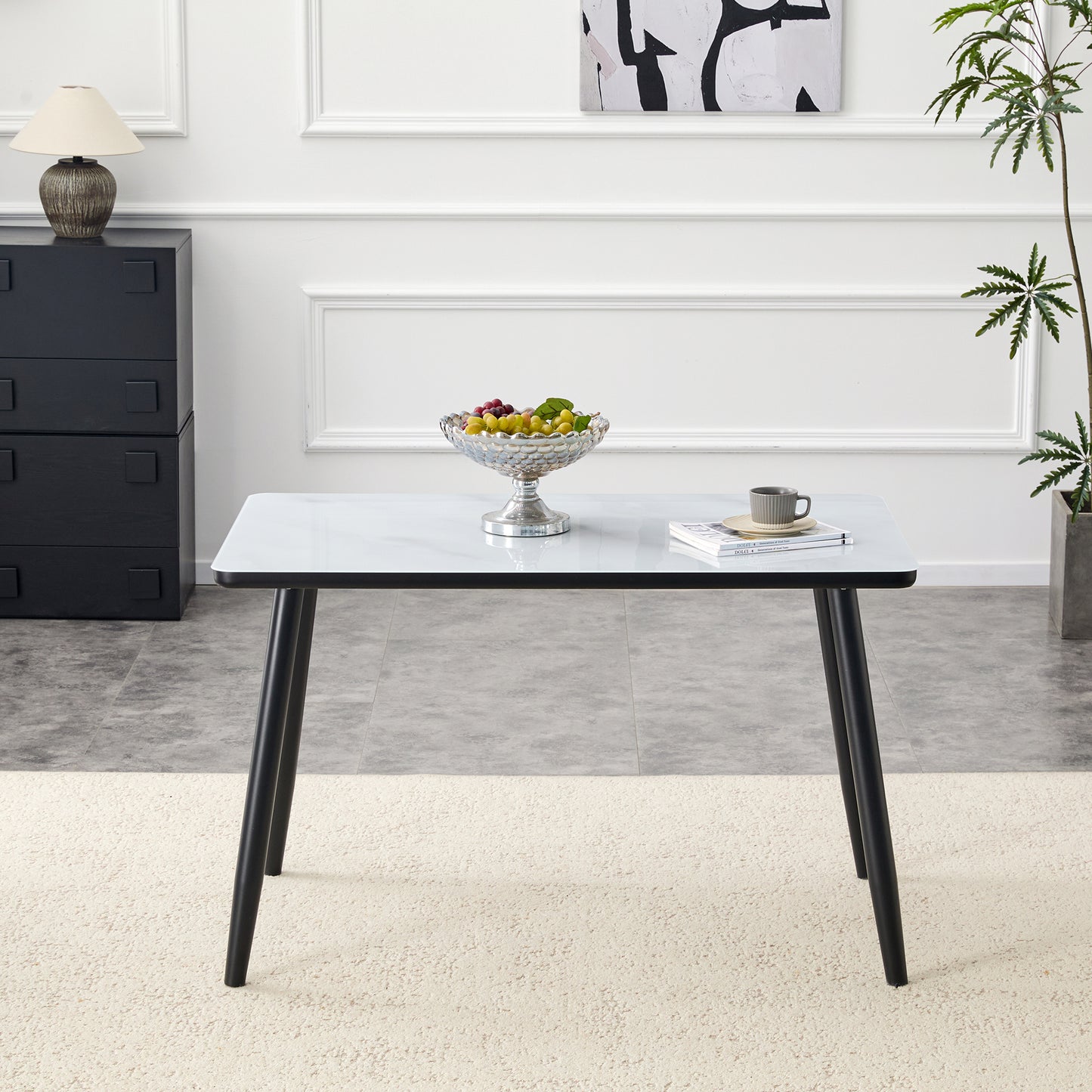 Modern Minimalist Rectangular Dining Table,suitable For 4-6