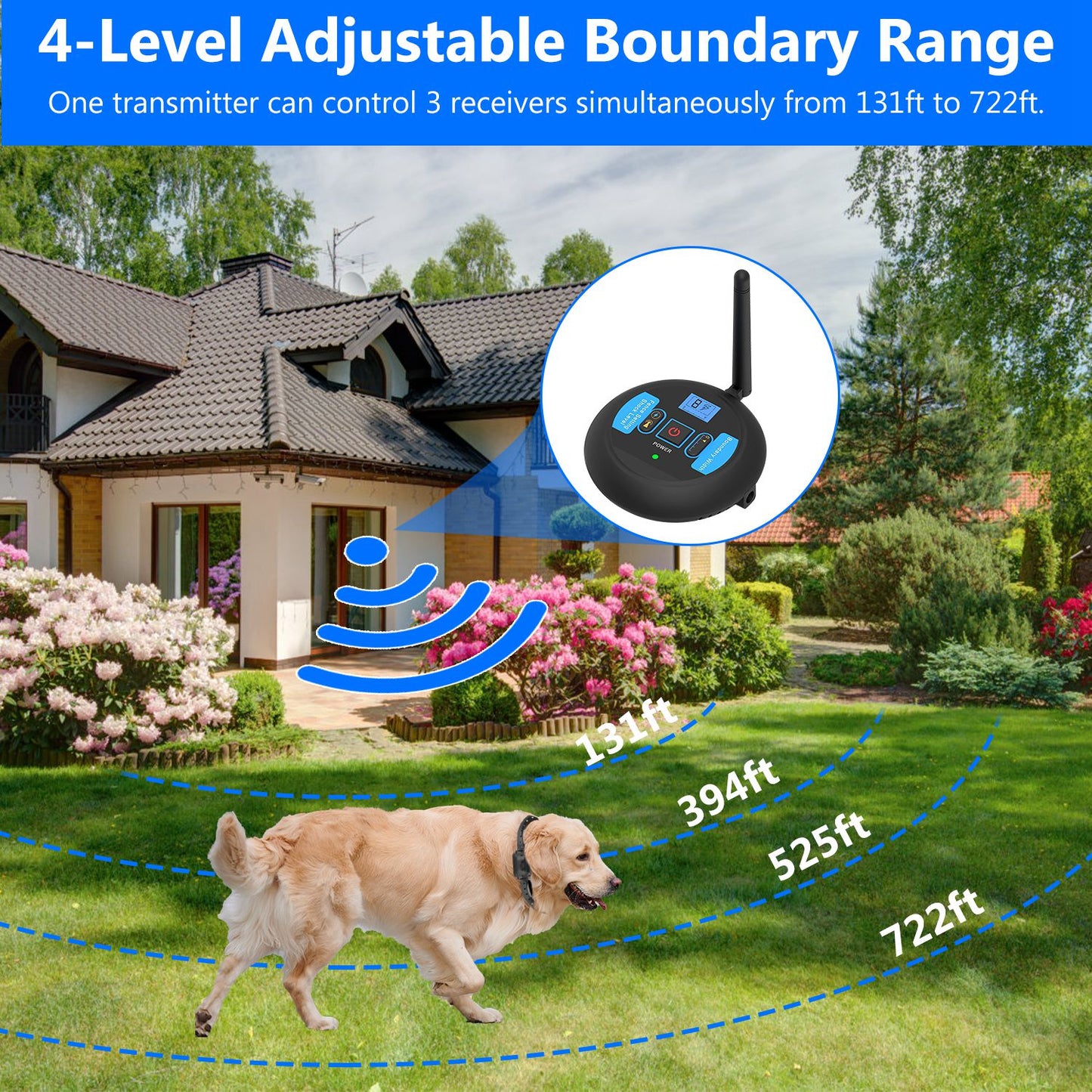 Wireless Dog Fence System with Shock Collar for Small to Large Dogs