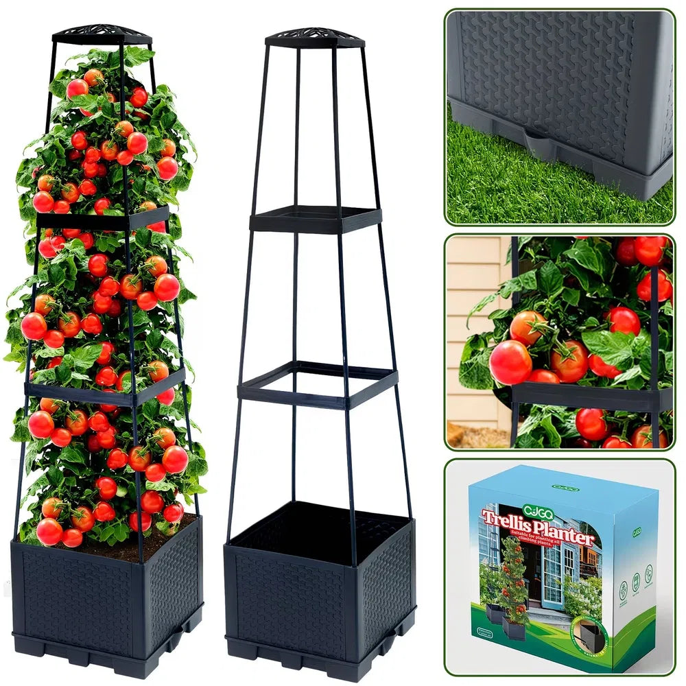 2-Pack 44.8" Self-Watering Tomato Planter with Trellis