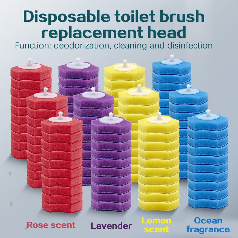 Disposable Toilet Brush Set with Long Handle & Storage Base - 5 Pcs Household Bathroom Cleaning Tools