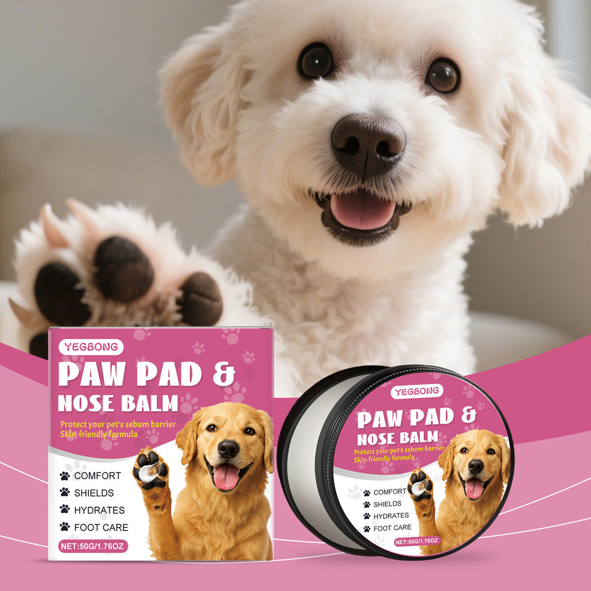 Dog Paw Balm Moisturizing Foot Care Cream for Soft Paws 50g
