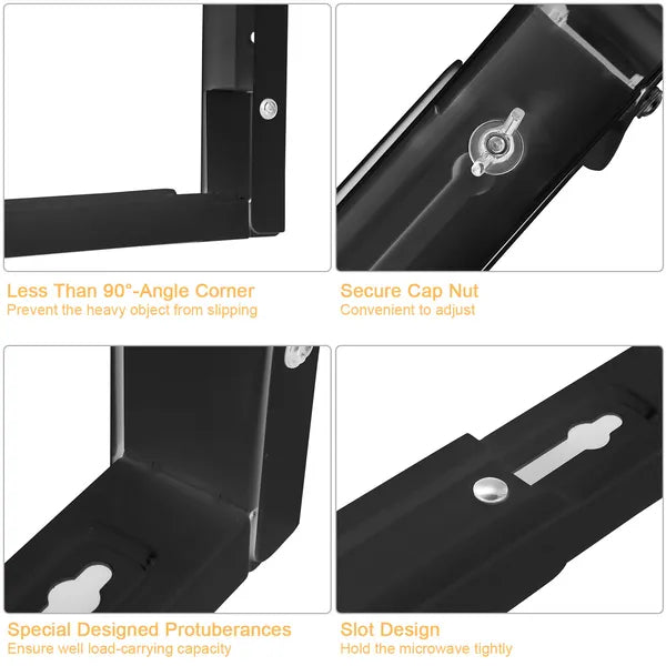 Heavy Duty Wall Microwave Bracket Adjustable Shelving Carbon Steel Mount