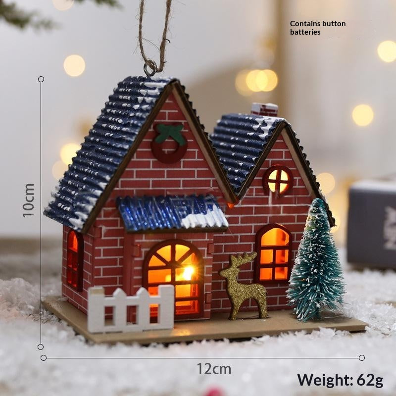 Creative Christmas Wooden House Pendant Decor - Rustic Holiday Ornaments