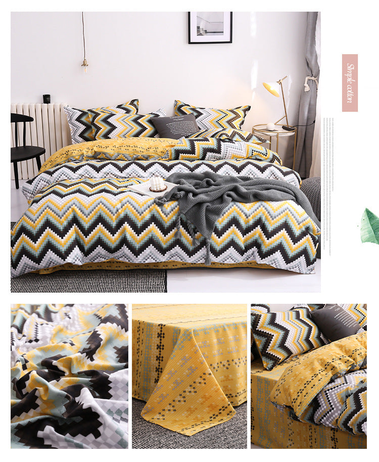 Aloe Cotton Bedding Sheets Set - Four-Piece Bed Linen for Home