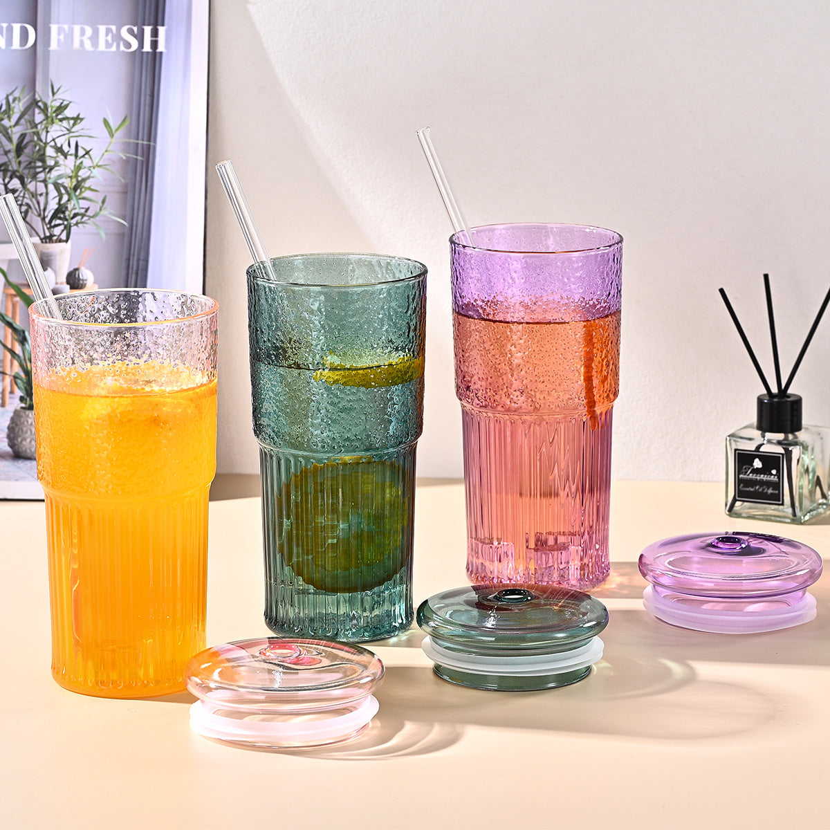 20 Oz Glass Straw Cup 2-Pack - Heat-Resistant Borosilicate