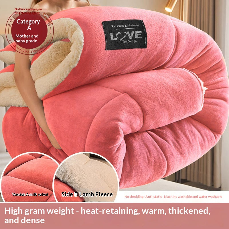 Winter Fleece Comforter Duvet Insert - Cotton-Filled Bedding for Cold Weather