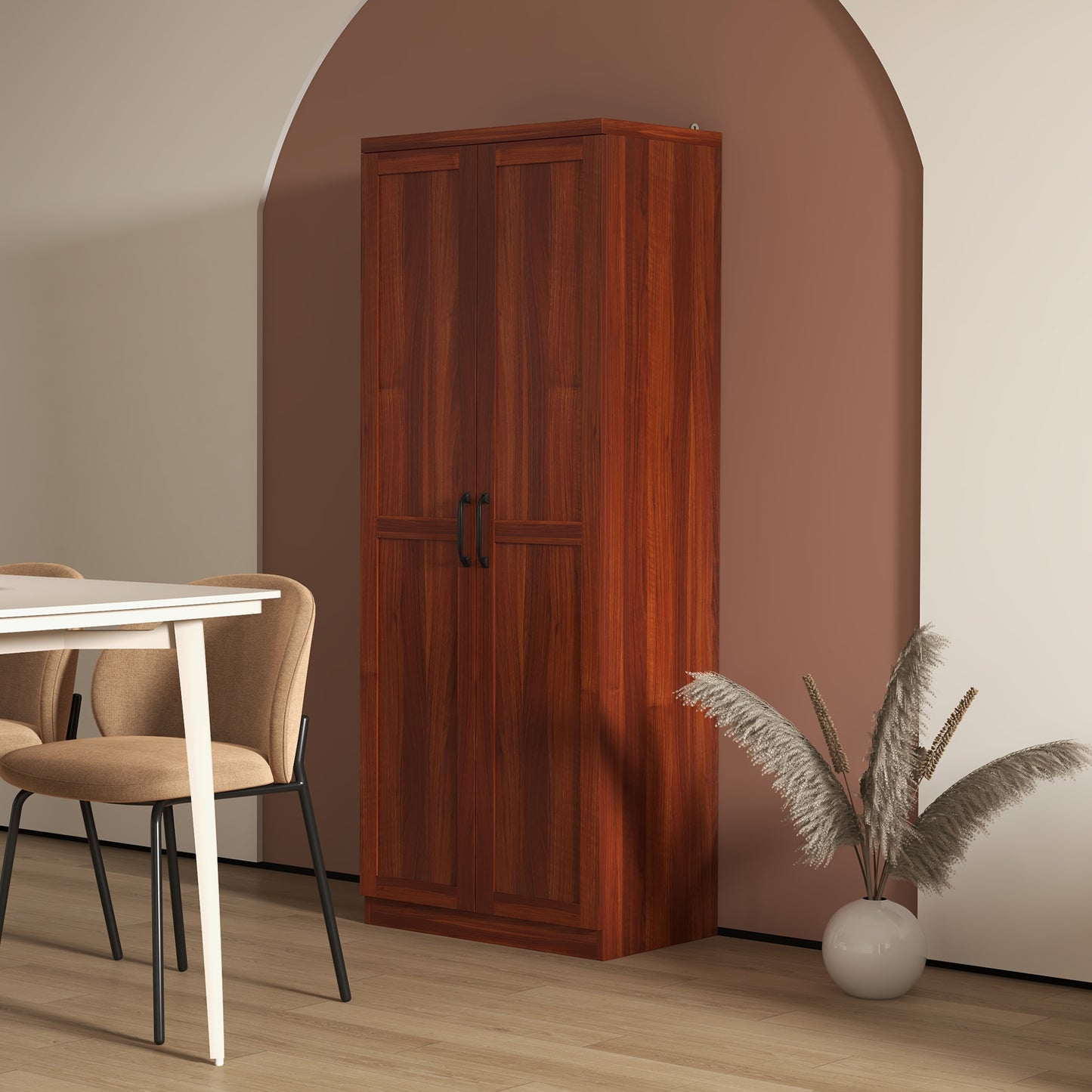 63" Tall Kitchen Pantry Storage Cabinet with Doors & Shelves - Tan