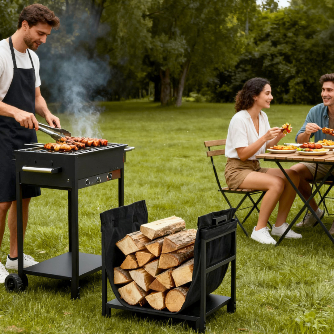 Heavy-Duty Firewood Stand for Indoor & Outdoor Use - 18in