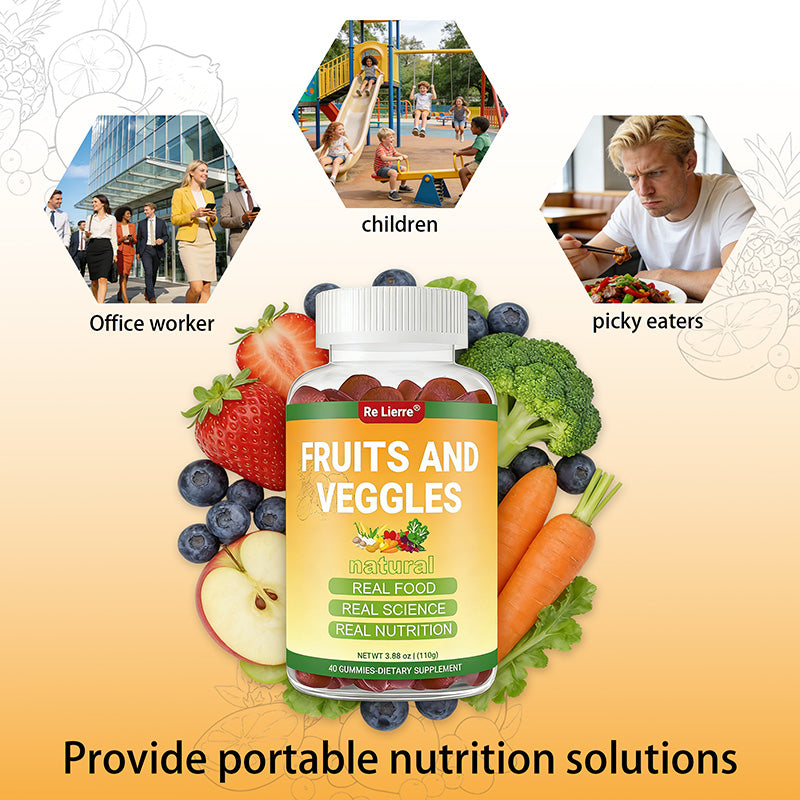 Fruit and Vegetable Gummies - Daily Nutritional Supplement - 40 Count