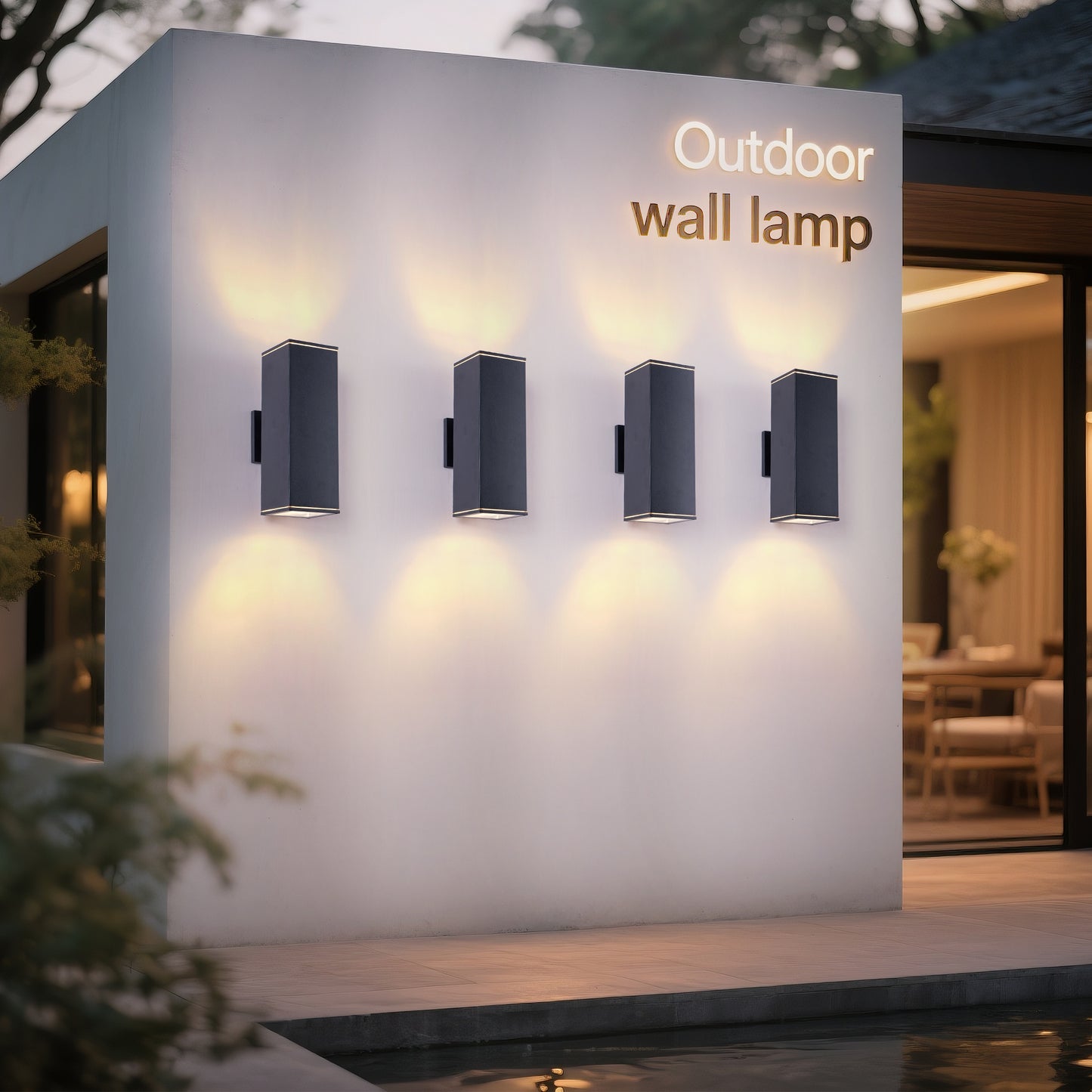 12in Modern Outdoor Wall Lights 4 Pack - Up & Down Porch Lighting Aluminum Waterproof Fixture