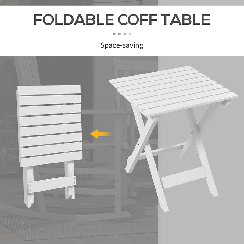 Wooden Rocking Chair Set of 2 with Side Table - White