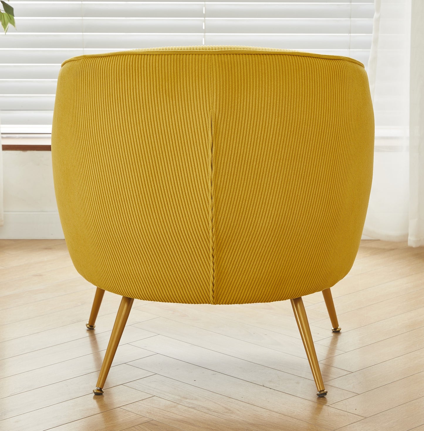 Corduroy Accent Chair With Gold Metal Legs, Modern Upholstered