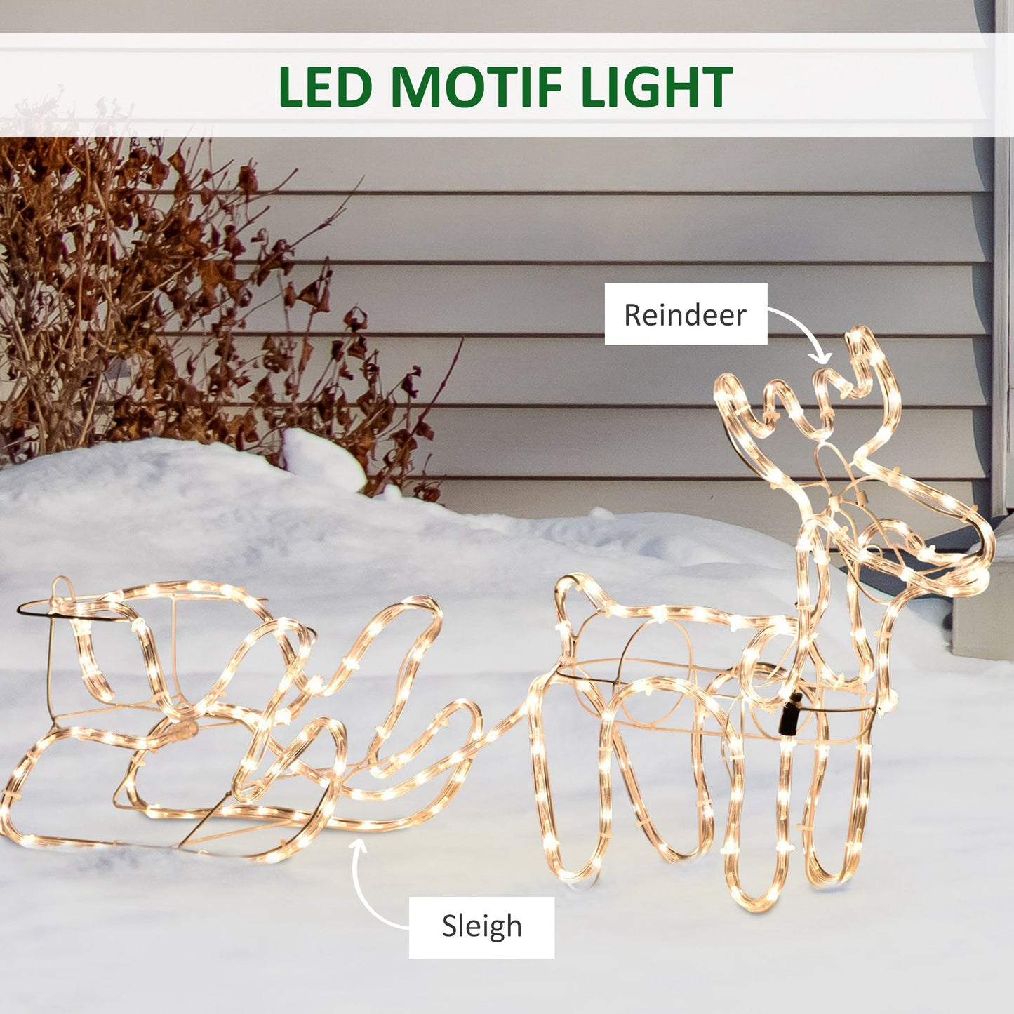 35" LED Lighted Reindeer and Sleigh Decoration - Warm White
