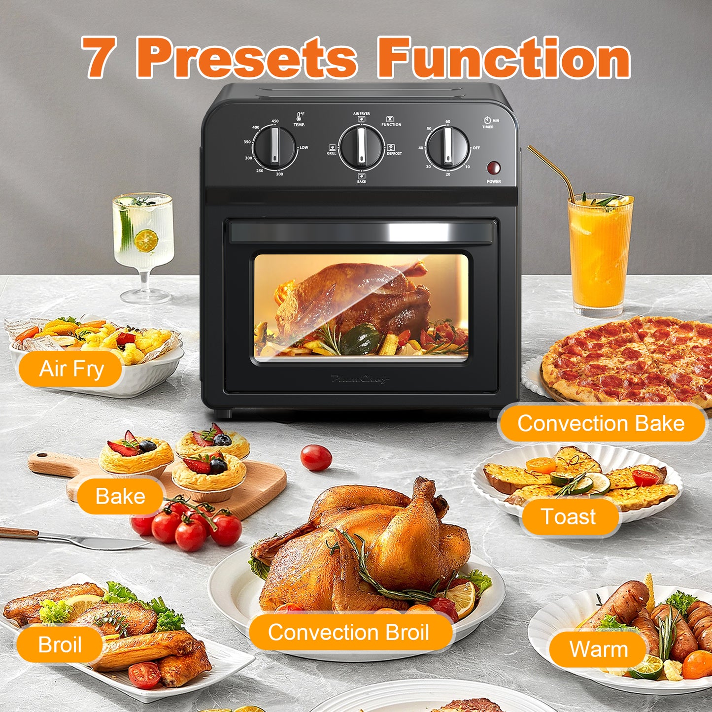 13QT Air Fryer Toaster Oven - 7-in-1 Convection Cooking
