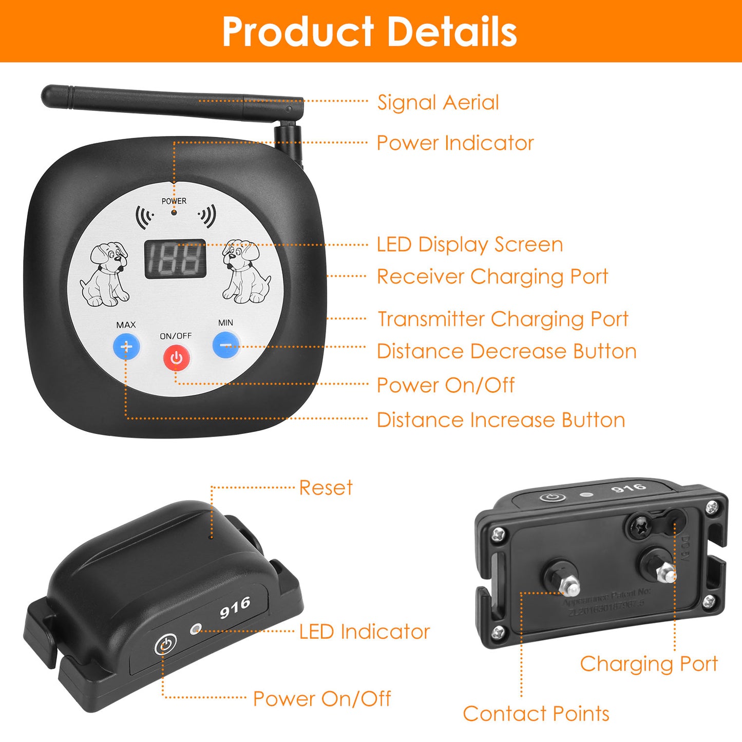 Wireless Dog Fence System with GPS Collar - Rechargeable & Adjustable Range
