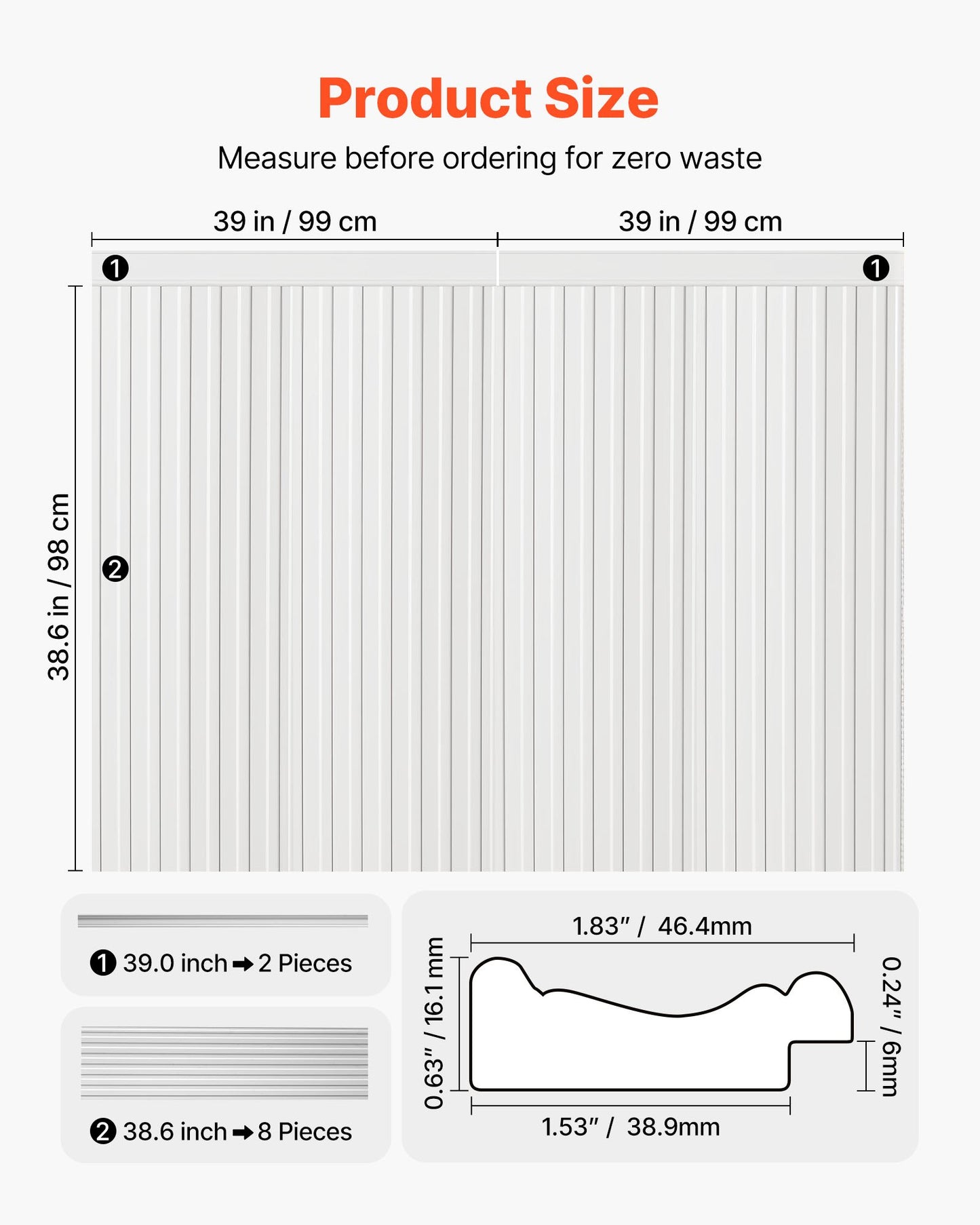 Wall Molding Kit for Interior Accent Walls - Paintable Polystyrene, Easy Install, White (77.5 x 38.6 in)