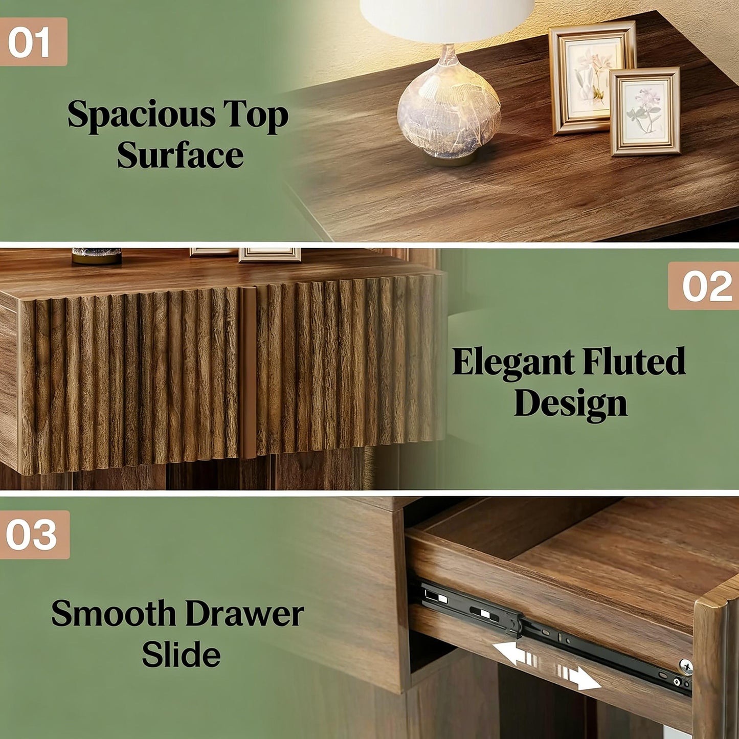 Rustic Brown Bedside Table - Stylish Nightstand with Storage
