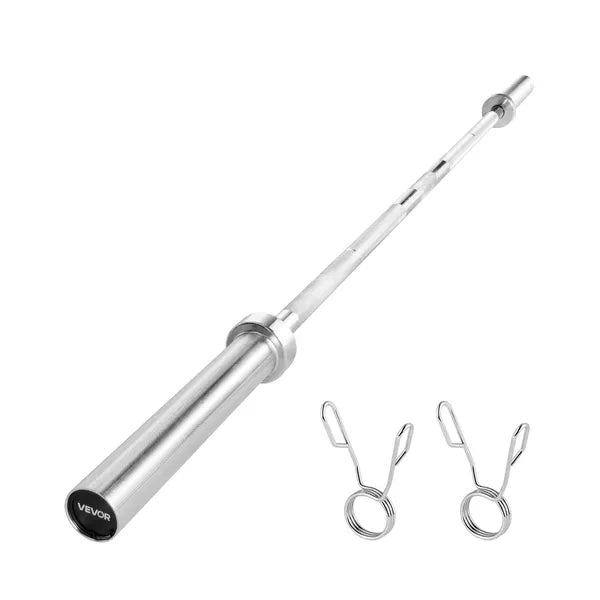 6FT Barbell Bar with Knurled Grip - 500lbs Capacity, Chrome Plated