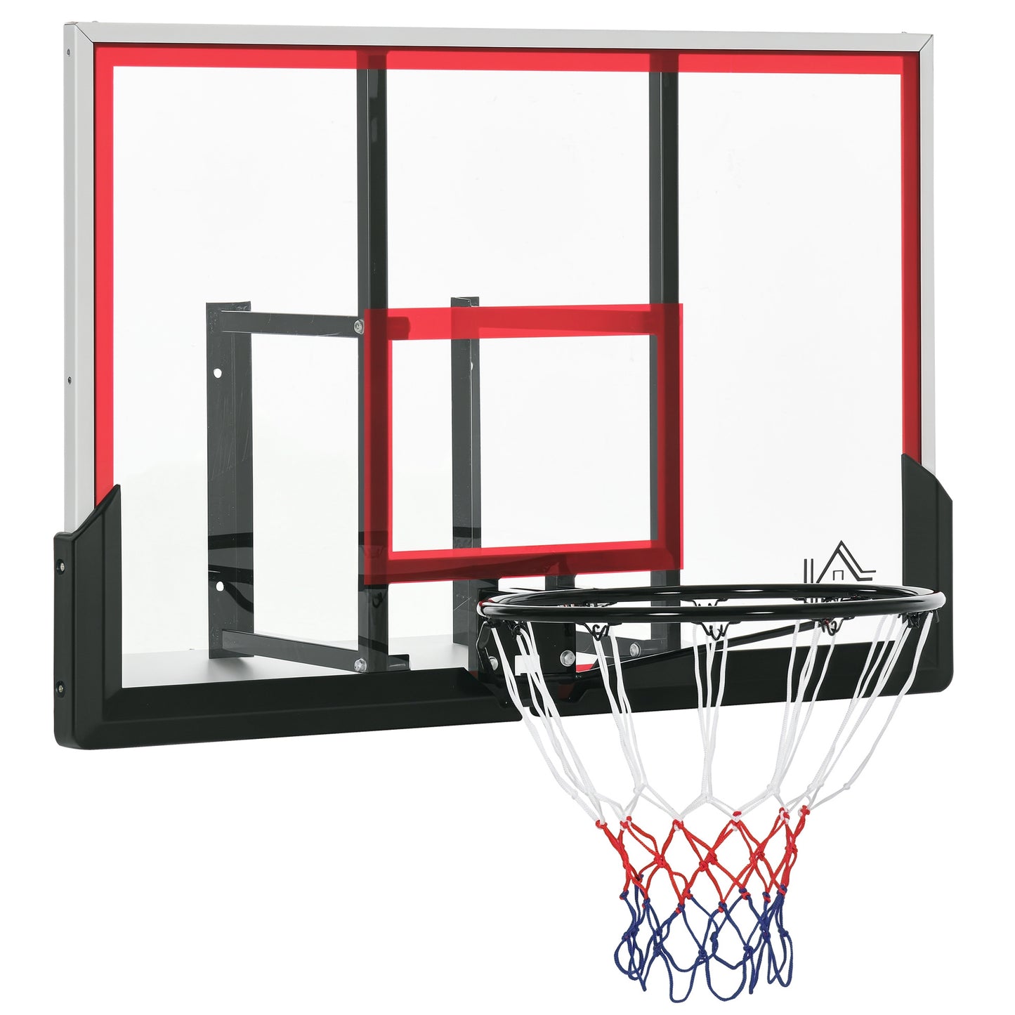 Wall Mounted Basketball Hoop with 43" Shatterproof Backboard - Outdoor Use