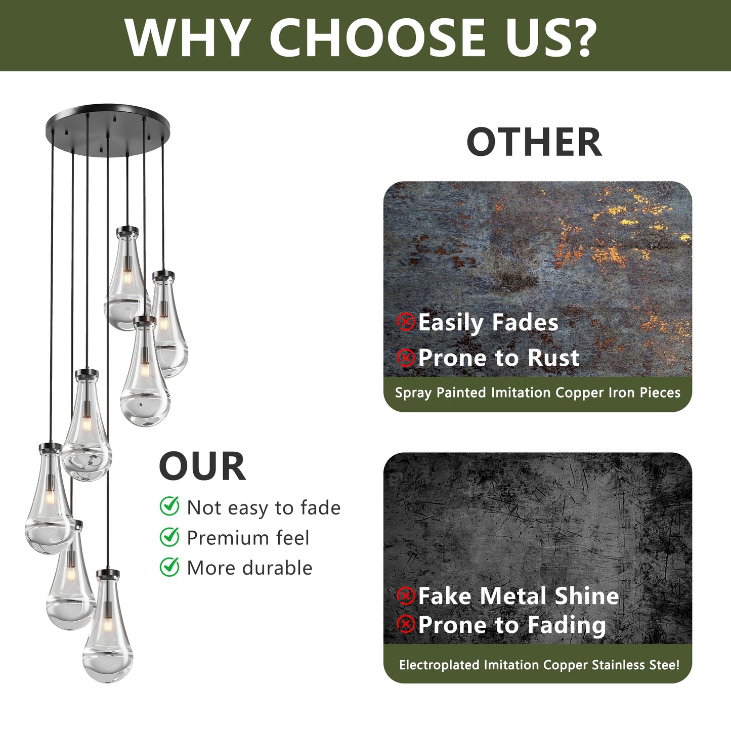 Modern Raindrop Pendant Light Chandelier - Adjustable Height
