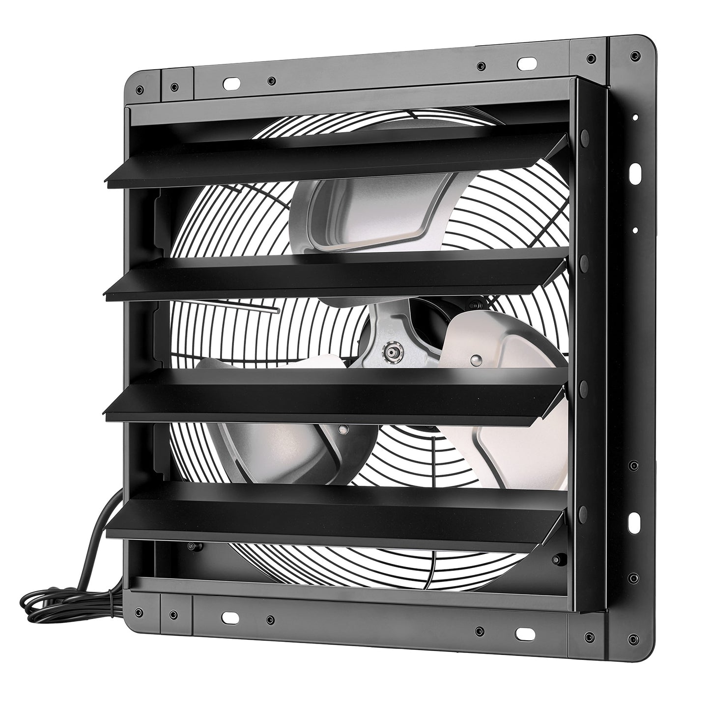14-Inch Wall-Mounted Exhaust Fan with Louvers, EC Motor, Steel Housing, Temp & Humidity Control for Attic Garage Barn Greenhouse