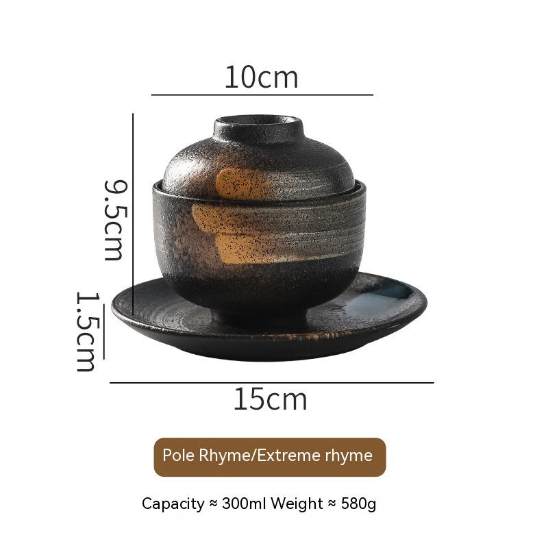 Japanese-Style Ceramic Soup Bowl with Lid - Multiple Colors & Patterns