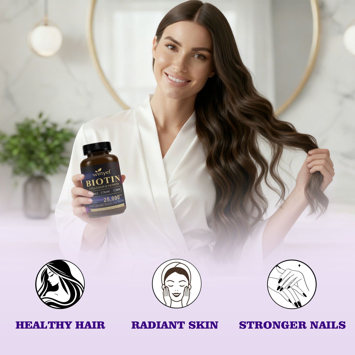 Biotin, Collagen & Keratin Hair, Skin and Nails Supplement - 60 Capsules
