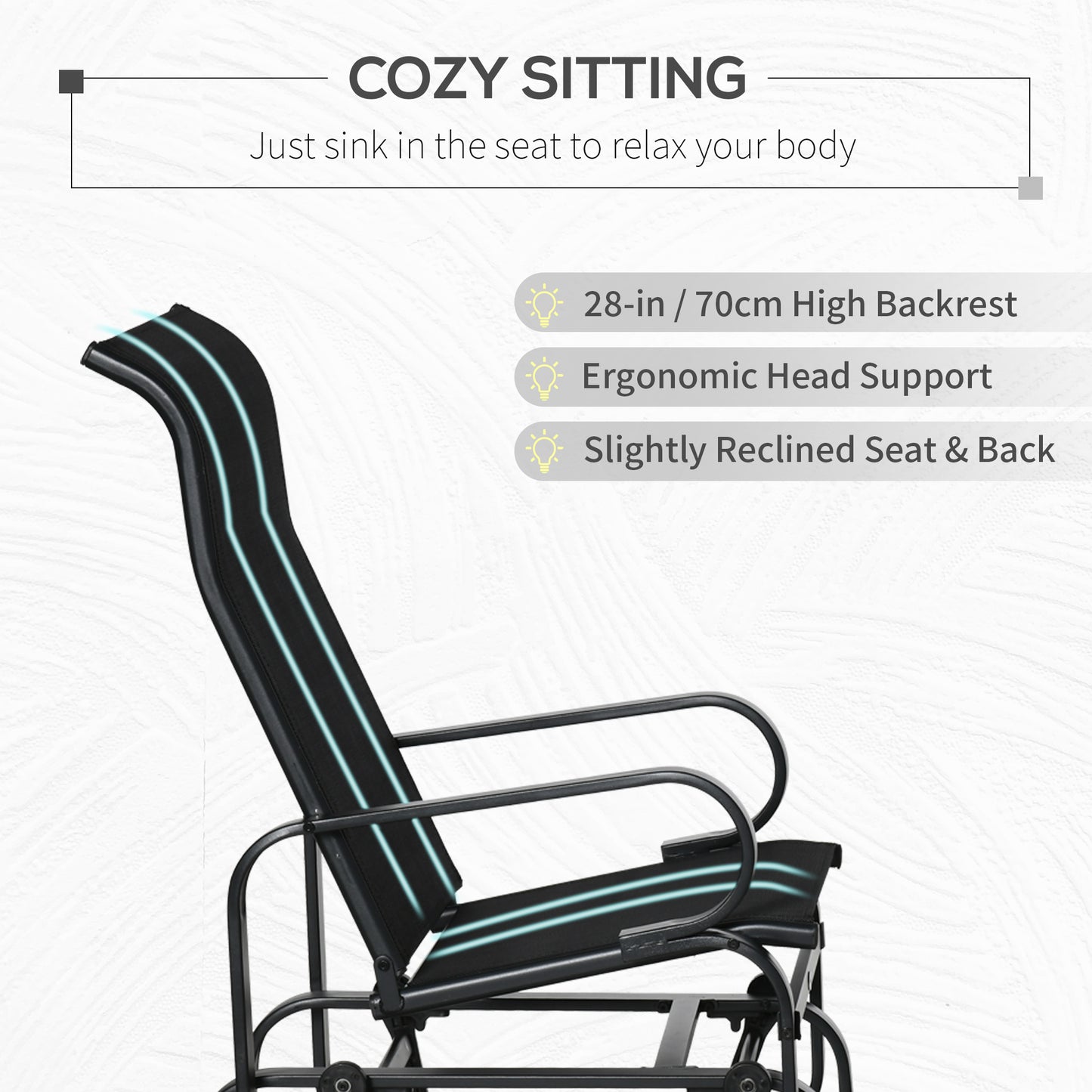 Outdoor Patio Sling Glider Rocker Chair - Black