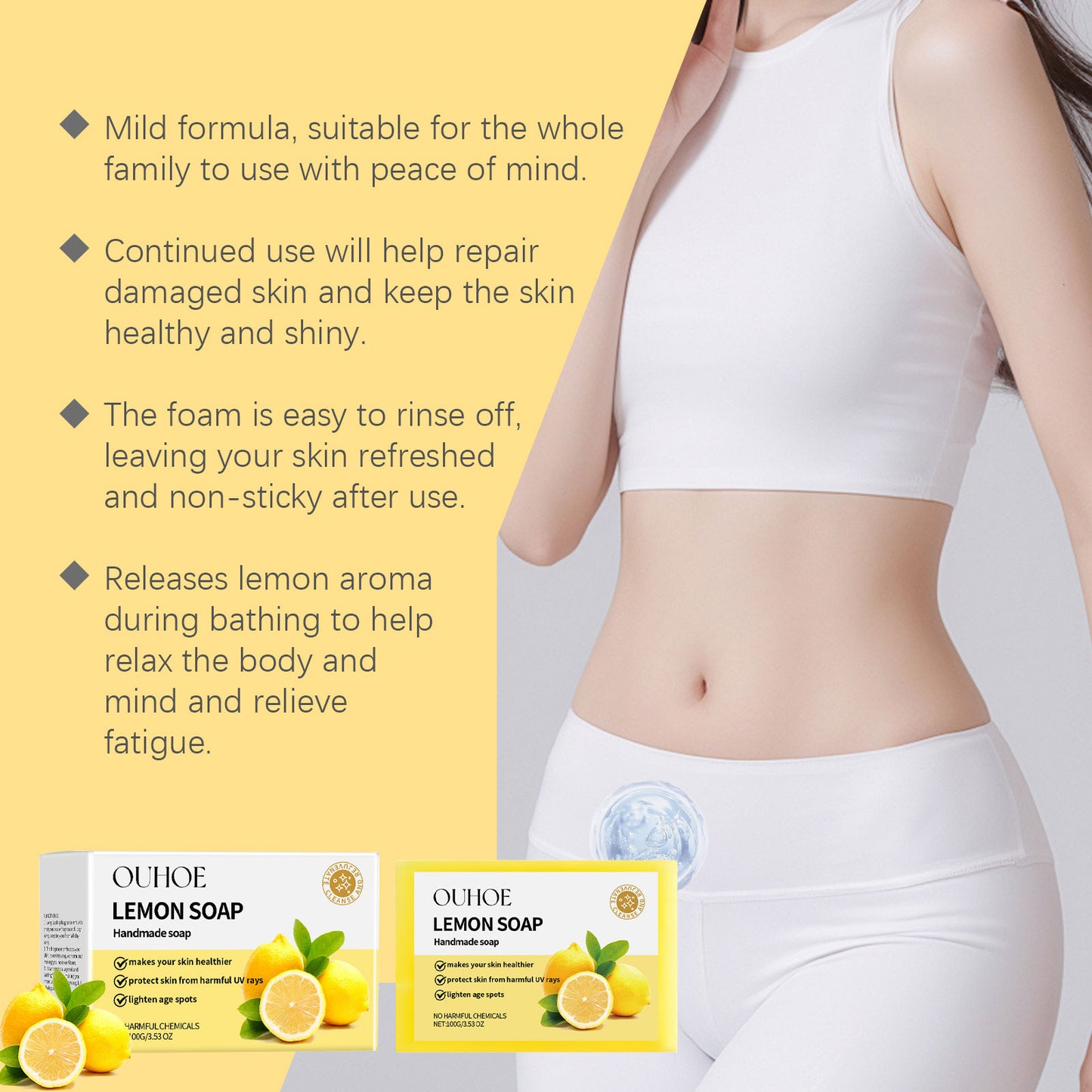Herbal Lemon Bath Soap - Refreshing Oil-Controlling Cleansing Bar