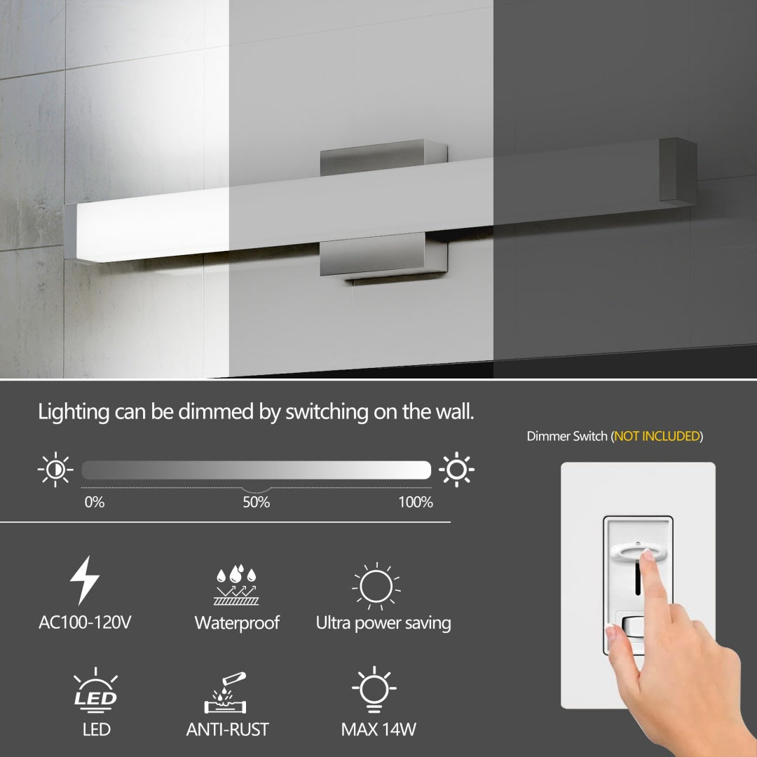25 Inch Brushed Nickel LED Bathroom Vanity Light Wall Fixture - Energy Efficient
