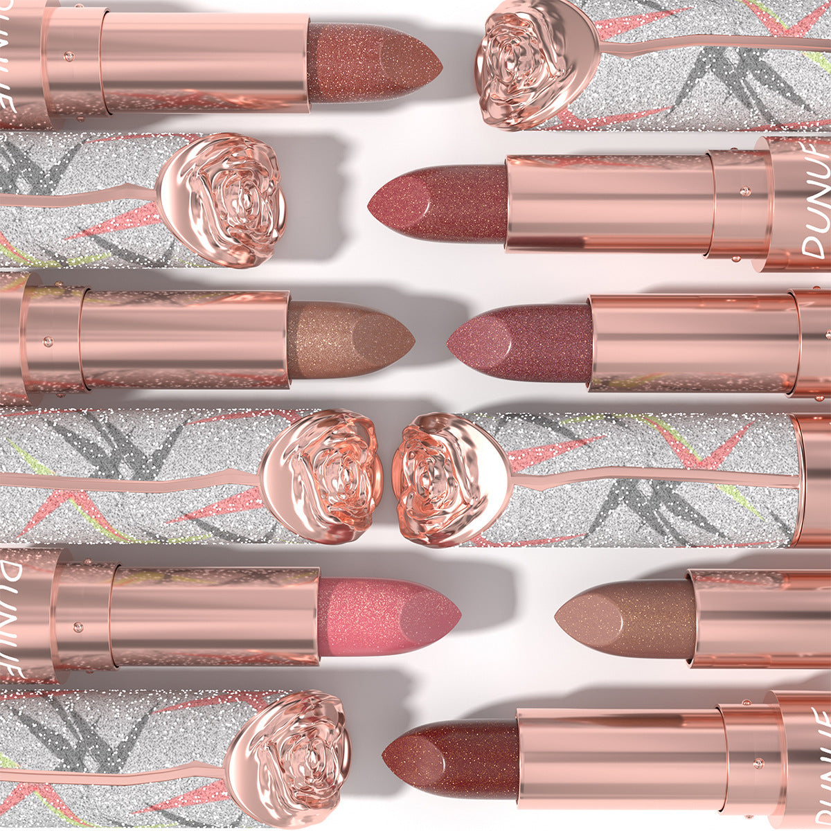 Pearlescent Metallic Lipstick with Gold Shimmer - 6 Colors, Starry Sky Series