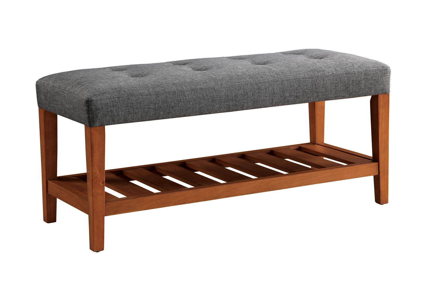 Charla Gray Fabric Bench with Oak Finish - 40" Wide
