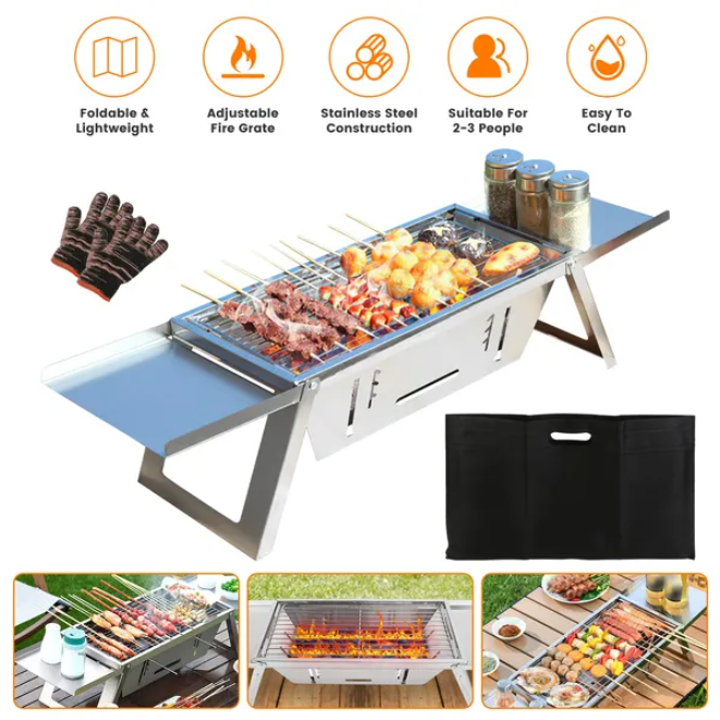 Foldable 3-in-1 Charcoal Grill for Outdoor Cooking