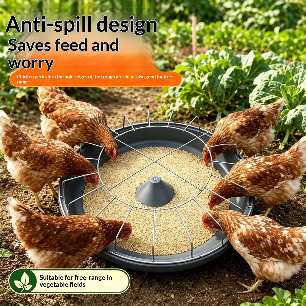Poultry Feeding Trough - Thickened Plastic Circular Feeder for Chickens Ducks Geese
