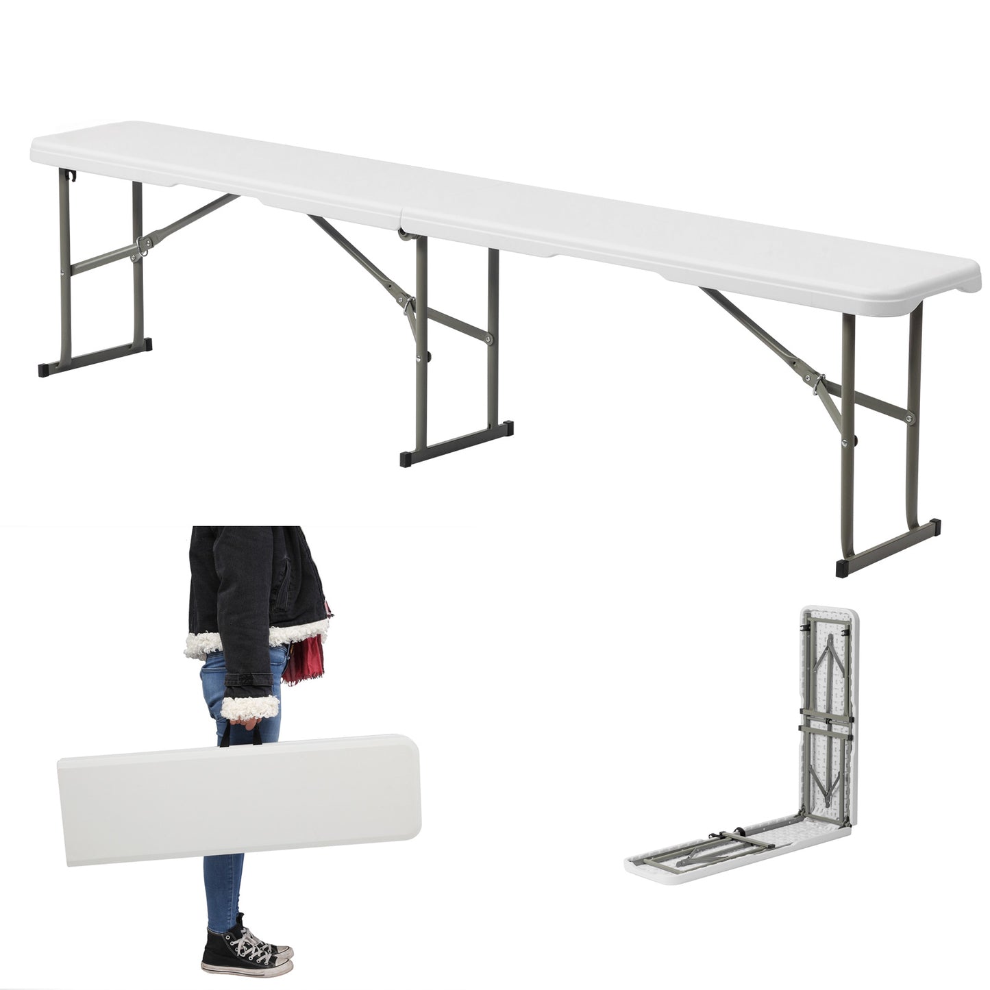 6-Foot Portable Folding Bench - Lightweight, Stain Resistant